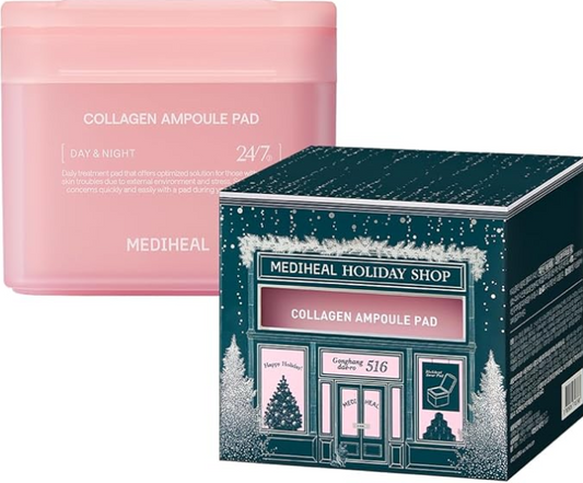 Mediheal Holiday Edition Collagen Ampoule Pad – Skin Firming Vegan Pads for Wrinkles and Elasticity, 100 Count
