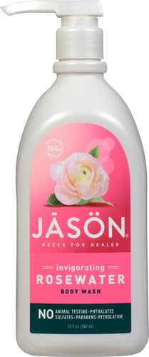JASON Natural Body Wash & Shower Gel, Invigorating Rosewater, 30 Oz (Pack of 2)