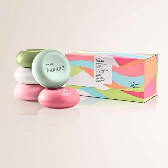 natura - Tododia - Sabonetes Barra Puro Vegetal (Flor de Lis, Framboesa e Pimenta Rosa, Frutas Vermelhas, Alecrim e Salvia e Macadamia) 5 x 90 Gr - (Tododia - Pure Vegetable Bar Soaps 5 x Net 3.17 Oz