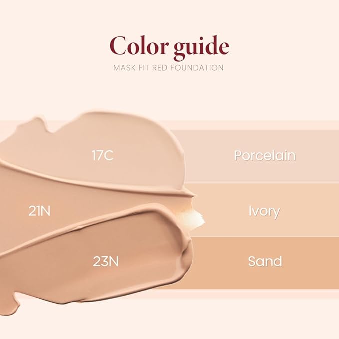 TIRTIR Mask Fit Red Foundation + Puff Set | High Coverage, Long-Lasting, Lightweight, Buildable Coverage, Radiant Semi-Matte Finish, All Skin Types, Korean Foundation, #21N Ivory