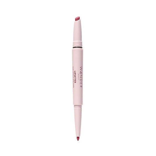 Wander Beauty Lipsetter Dual Cream Lipstick + Lip Liner - On the Mauve - Ultra-Smooth, Hydrating Lipstick and Mauve Lip Liner with a Soft Matte Finish - Made with Squalane & Peptides (1 Count)