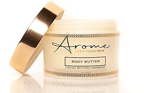 Arome Body Butter (8oz) - Cocoa Butter Cashmere - Anti Aging, Treat Dry Skin, Improves Elasticity - Body Moisturizer - Hand Whipped Body Butter for Women and Men - Pack of 1