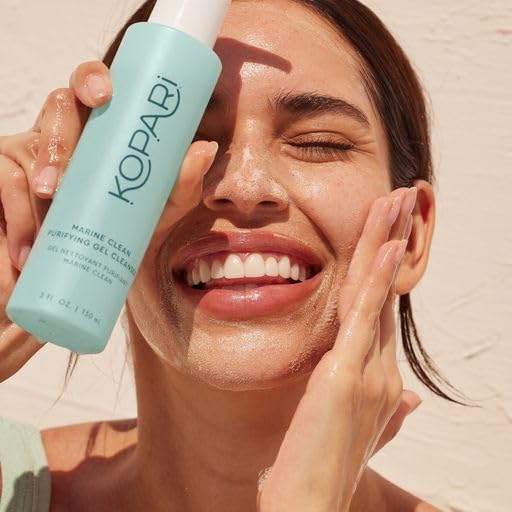 Kopari Marine Clean Purifying Gel Cleanser, Infused with Amino Acids & Vitamin B5, Dual-Action Gel-to-Foam Cleanser, Gentle and Nourishing, 5 oz
