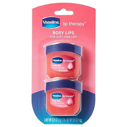 Vaseline Lip Therapy Lip Balm Mini, Rosy Lips | Lip Repair in a Container for Cracked, Dry Lip | Travel Size 0.25 Oz (Pack of 6)