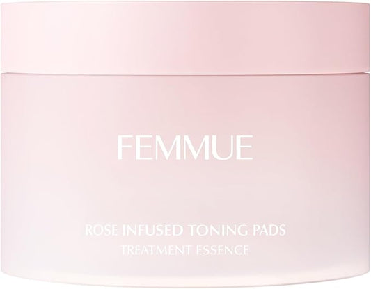 Rose Infused Face Toning Pads (60 Pack) | Daily Exfoliating Toner Cotton Rounds with Hydrating Rose Water | Korean Skin Care