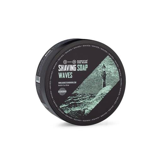 Barrister and Mann Shaving Soap | Luxury Dense, Rich & Creamy Lather Tallow Wet Shave Puck Bar Notes of Lavender, Geranium, Bergamot | Smooth High Performance Grooming Routine for Men 4 Oz (Waves)