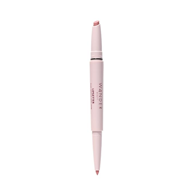 Wander Beauty Lipsetter Dual Cream Lipstick + Lip Liner - Bohemian Blush - Ultra-Smooth, Hydrating Lipstick and Nude Pink Lip Liner with a Soft Matte Finish - Made with Squalane & Peptides (1 Count)