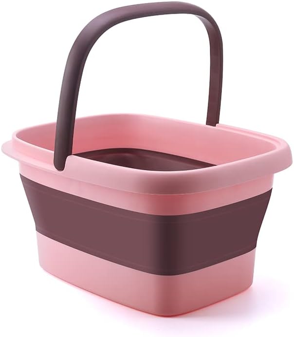 AllSett Health Collapsible Foot Bath – Advanced Foot Soaking Tub with Portable Design and Handle – Foldable Pedicure Foot Spa Bowl – Compact and Lightweight Foot Soak with Acupressure Points, Pink