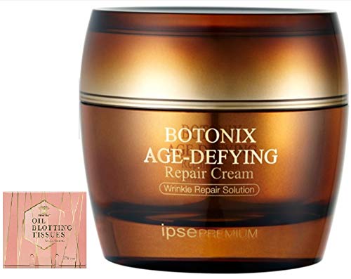BOTONIX Natural Age Defying Cream 24K Gold and 8 Peptides Face Lifting and Firming Bundled with 1 Pack Oil Absorbing Blotting Paper