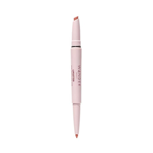 Wander Beauty Lipsetter Dual Cream Lipstick + Lip Liner - Ticket to Tawny - Ultra-Smooth, Hydrating Lipstick and Brown Nude Lip Liner with a Soft Matte Finish - Made with Squalane & Peptides (1 Count)