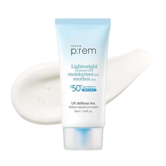 UV Defense me. Watery Capsule Sunscreen SPF50+ PA++++ VEGAN, Reef Safe, Korean Light Weight Moisturizing and Soothing Sunscreen, UVA/UVB Protection, 50ml, 1.69 fl.oz.