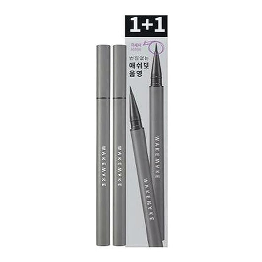 Real Ash Brush Eyeliner, Korean Makeup Liquid Eyeliner, Smudge-proof, Ultra-Fine Tip, Long Lasting Waterproof Liquid Eyeliner 0.04 OZ (Pack of 2) (01 ASH BLACK)