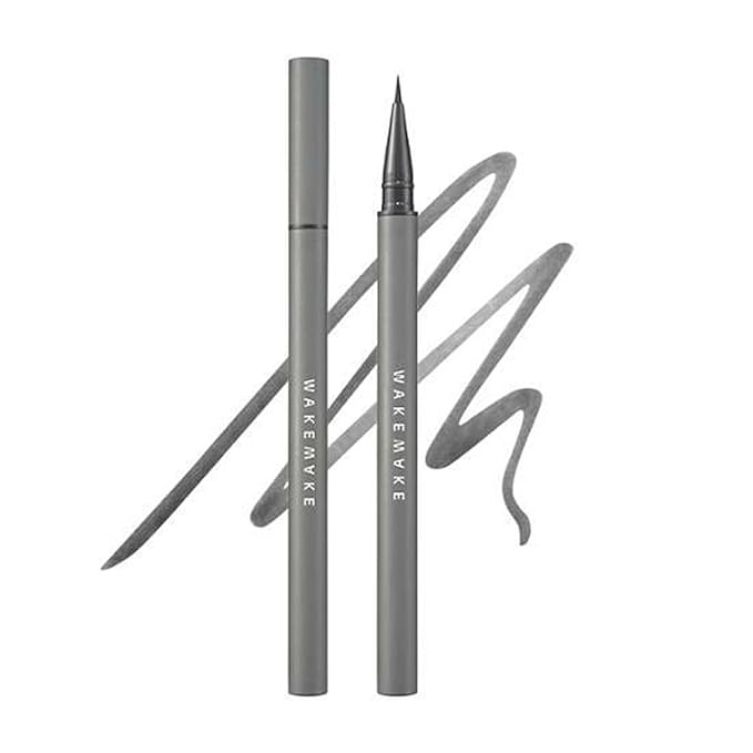 Real Ash Brush Eyeliner, Korean Makeup Liquid Eyeliner, Smudge-proof, Ultra-Fine Tip, Long Lasting Waterproof Liquid Eyeliner 0.04 OZ (Pack of 2) (01 ASH BLACK)