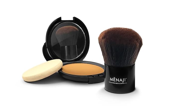 MENAJI Deluxe Kabuki Brush | Professional Quality Synthetic Brush Hair | For High-Definition Face Powder | Skin-Friendly and All-Occasion Kabuki Brush for Men