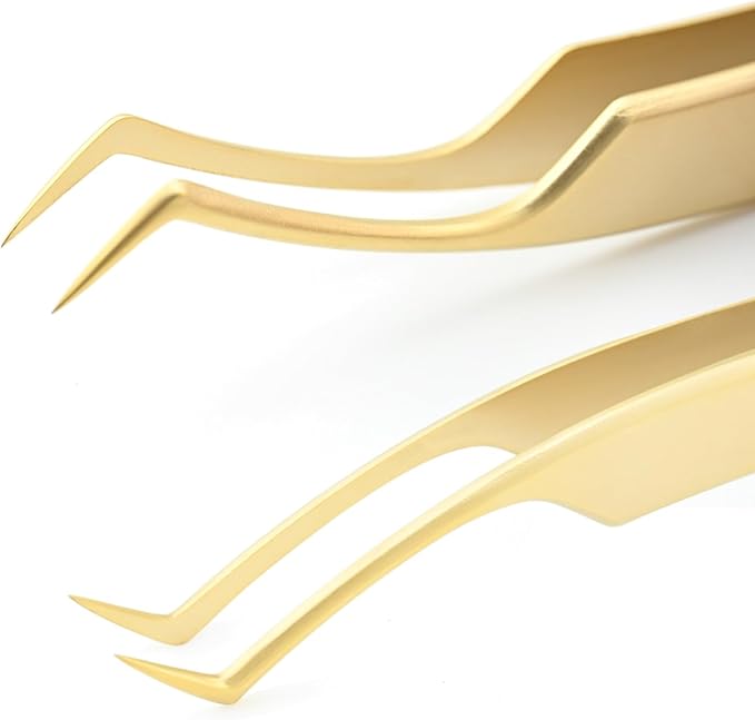 NAGARAKU Eyelash Extensions Tweezers for make Fans Curved Individual Mega Volume Lashes Precision Stainless Steel Professional (N-08)