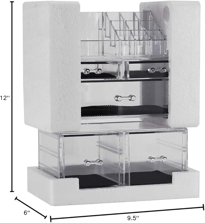 Sooyee Makeup Organizer,Acrylic Cosmetic Organizer Storage Drawers Jewelry and Cosmetic Display Cases Box(5 Drawers 7 Tiers) 3 Pieces Stackable,Clear