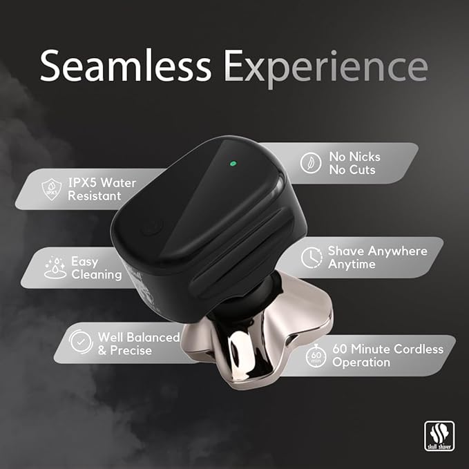 Skull Shaver Pitbull Silver PRO: Electric Head Shaver for Men, Wet & Dry Bald Head Shaver with Ergonomic Design - Perfect Grooming for Men