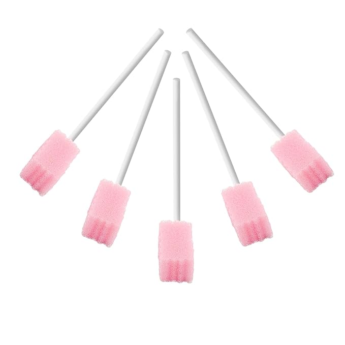 (250 PCS) JIESI Disposable Oral Swabs,Sterile Sponge Mouth Swabs(Pink)