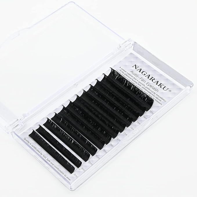 NAGARAKU Easy Fan Eyelash Extensions Volume Lash 0.07 C curl 14mm Rapid Blooming Faux Mink Cluster For Beginners Soft Professional Lash Supplies