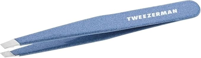 Tweezerman Stainless Steel Slant Tweezer - Eyebrow Tweezers for Women and Men (Sky Blue)