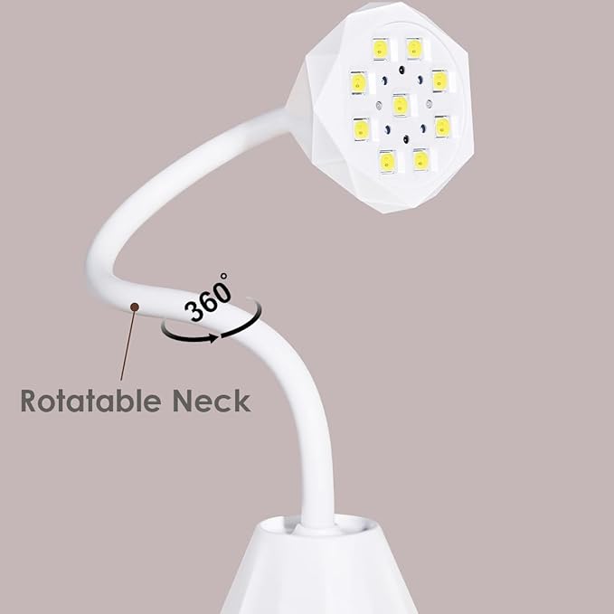 UV LED Nail Lamp with Smart Sensor, Portable Rechargeable Mini Lotus Hands Free Light Rotatable Cordless Nail Dryer Quick Dry Nail Gel Polish Curing Lamp Gooseneck Flash Cure Light for Home & Salon