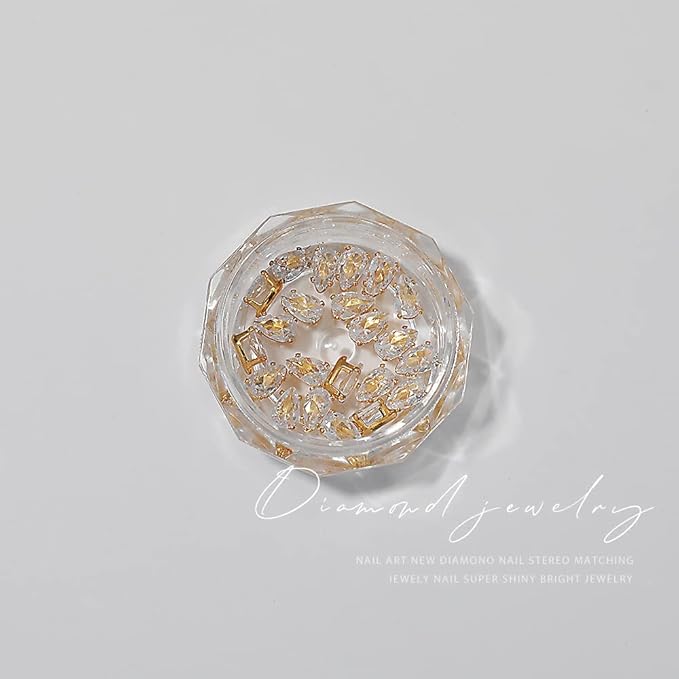 120Pcs Metal Nail Art Zircon Charms Gold Silver Sparkling Nail Charms Gems Rhinestones Glass Resin Jewelry Flatback Diamonds for Nail Art and Decoration DIY Manicure