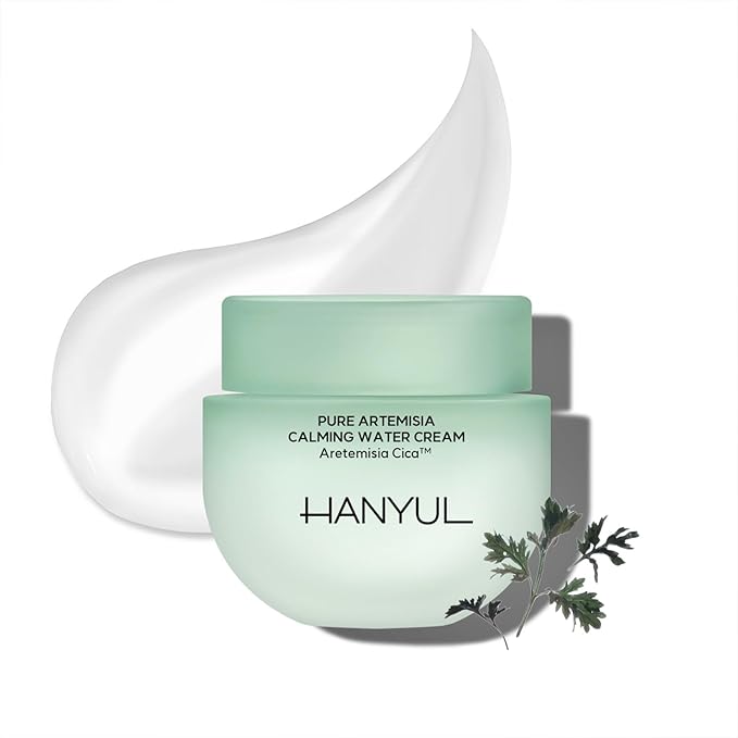 Hanyul Pure Artemisia (Mugwort) Calming Water Cream | Redness Relief, Vegan Moisturizer for Soothing, Skin Barrier Repair, Herb Extracts with Cica, Non-comedogenic tested, Korean Skincare, 1.89 Fl Oz