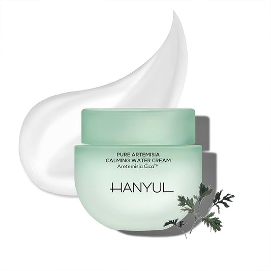 Hanyul Pure Artemisia (Mugwort) Calming Water Cream | Redness Relief, Vegan Moisturizer for Soothing, Skin Barrier Repair, Herb Extracts with Cica, Non-comedogenic tested, Korean Skincare, 1.89 Fl Oz