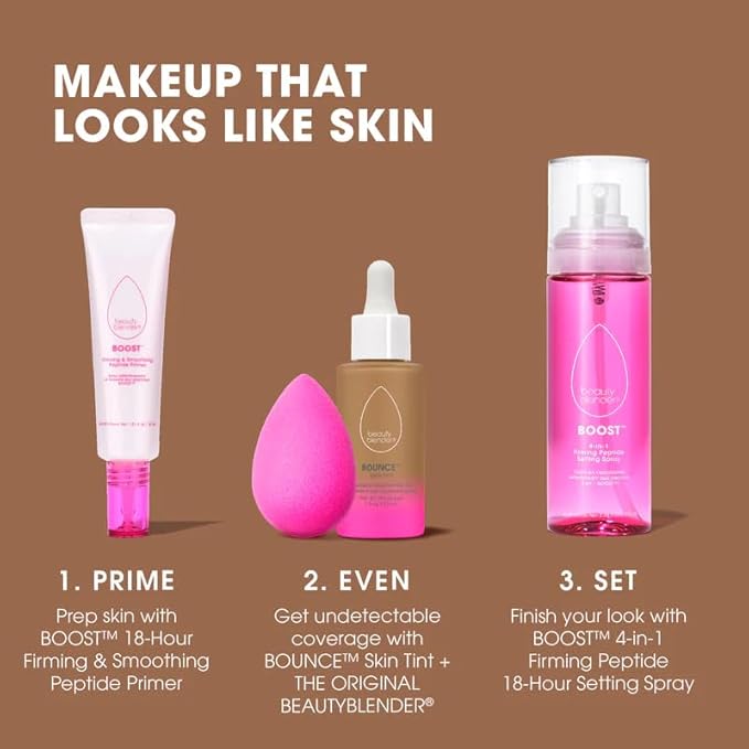 Beautyblender 12-Hour Always on Radiant Skin Tint, Breathable Serum Foundation Stays Put for All Day Long Wear, Infused with Hyaluronic Acid & Niacinamide, Tan 3