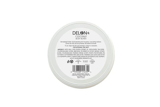 DELON Intense Moisturizing Body Butter, 6.9 Oz (Single) (Coconut)