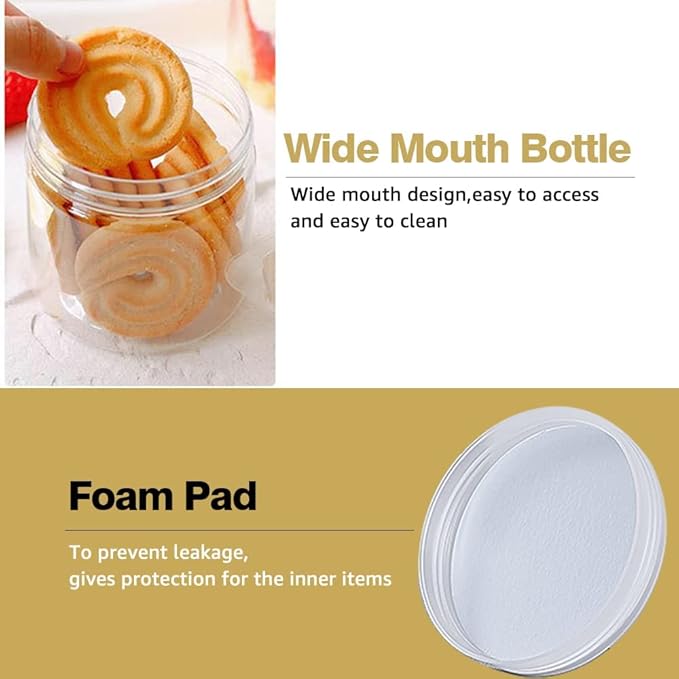 2 oz Plastic Containers with Lids 100pcs Plastic Jars with Clear Lids + 3/5/10 Gram 24pcs Sample Containers Travel Jar– Great for Lip Scrub, Body Butters, Cream, Lotion, Labels & Spatulas (124 Pack)
