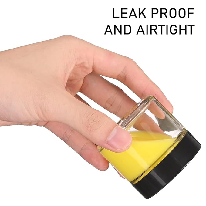 1 oz Small Glass Jars, Bumobum 48 pack Empty Round Clear Jars with Black Lids, White Labels & Inner Liners, Mini Cosmetic Containers for Cream, Lotion