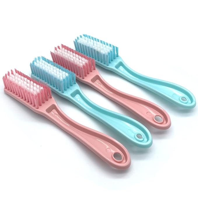 Handle Grip Foot Brush Two Sided Fingernail Brush Curved Handle Foot Brush Home Laundry Cleaning Shoes Clothes Toes Nails Scrubber,8 PCS