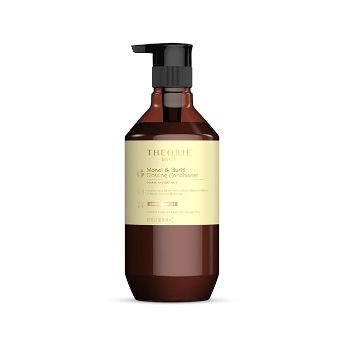 Theorie Monoi and Buriti Glossing Conditioner - Hydrate & Shine - Suited for Coarse and Dry Hair - Protects Color & Keratin Treated Hair, Pump Bottle 800mL