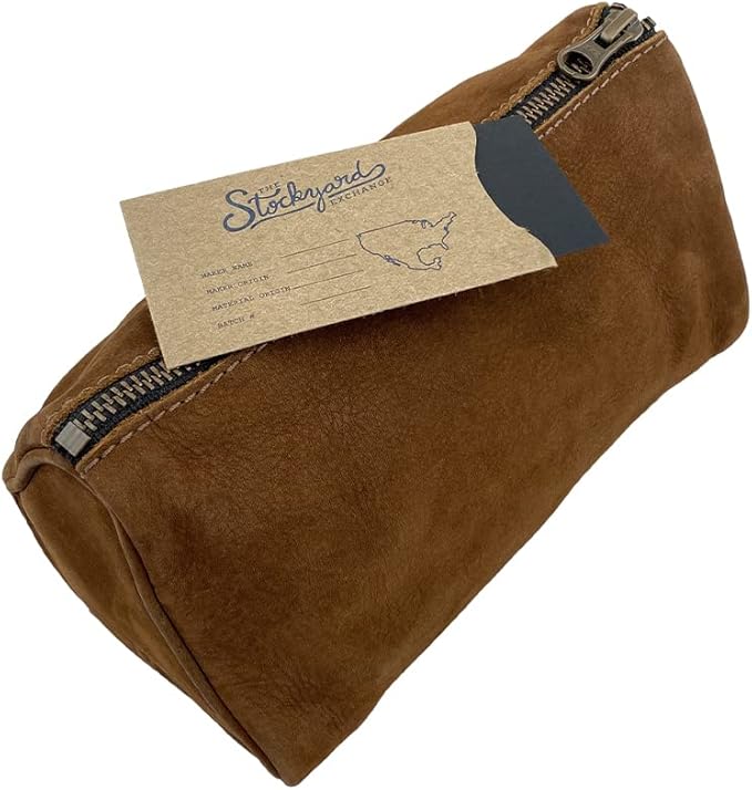 Hide & Drink, Travel Dopp Kit for Toiletries, Toiletry Bag, Rustic Handbag, Full Grain Leather, Handmade, Swayze Suede