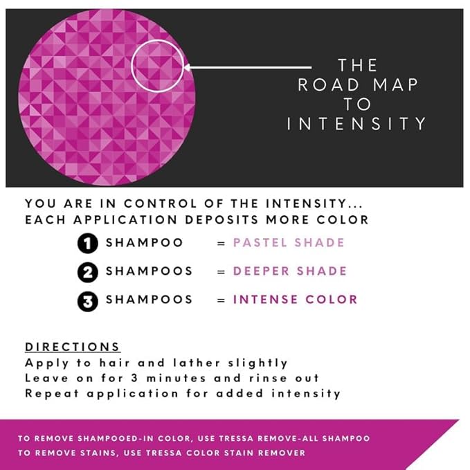 Watercolors by Tressa INTENSE 3-in-1 Color Depositing Shampoo, Semi Permanent Hair Color, Hair Dye Shampoo for Curly, Dry, and Normal Hair, 8 fl oz - PINK