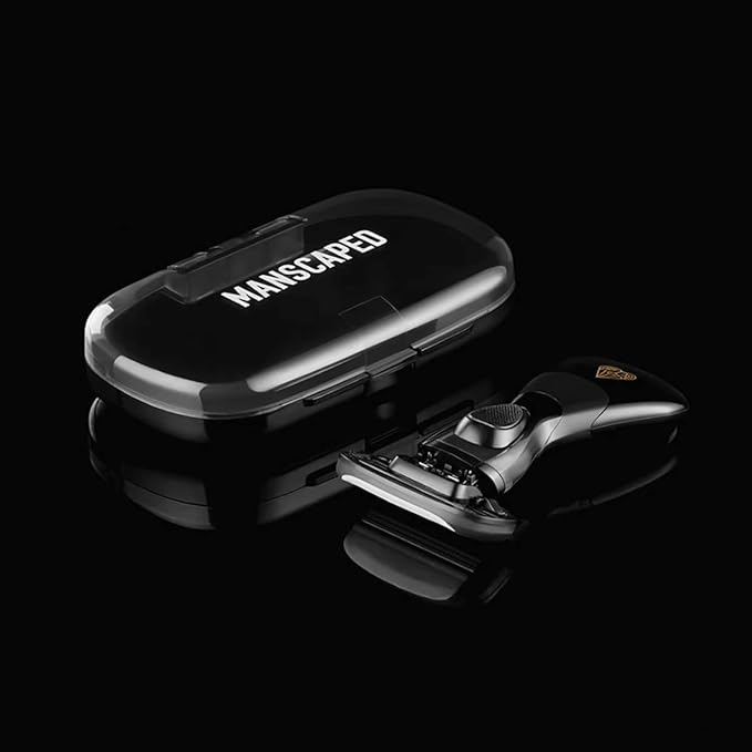 MANSCAPED® The Crop Shaver® Men's 3-Blade Stainless Steel Groin Hair Razor with Pivoting Head, Micro Comb Bar, Wide Lubrication Strips - with 4 Replacement Cartridges