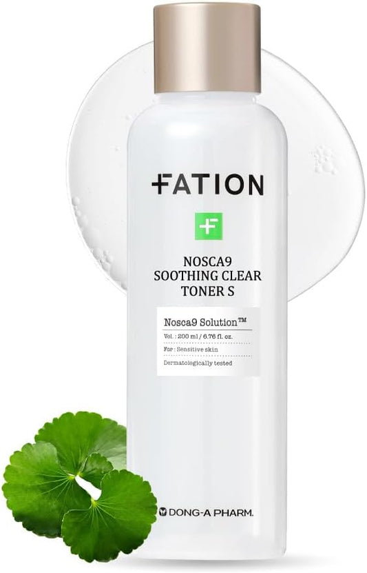 Fation Nosca9 Soothing Toner S | 2% PHA & LHA Exfoliating Toner for Sensitive Skin | Moisturizing, Hypdrating & Quick Absorption Korean Skincare (Pack of 1, 6.76 Fl Oz)