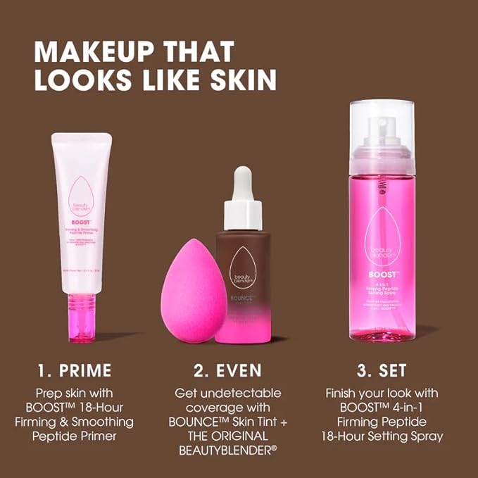 Beautyblender 12-Hour Always on Radiant Skin Tint, Breathable Serum Foundation Stays Put for All Day Long Wear, Infused with Hyaluronic Acid & Niacinamide, Deep 4