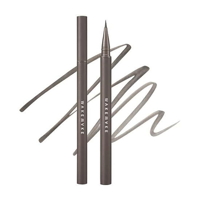 Real Ash Brush Eyeliner, Korean Makeup Liquid Eyeliner, Smudge-proof, Ultra-Fine Tip, Long Lasting Waterproof Liquid Eyeliner 0.04 OZ (Pack of 2) (02 ASH BROWN)
