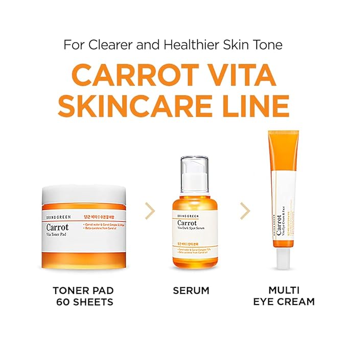 BRING GREEN Carrot Vita Eye Cream & Face Double SET (2 Count) | Anti-Aging, Wrinkles Eyecream with Vitamins C, B, E, Retinol, Beta-Carotene, improve Skin Tone, Dark&Red Spots 1.01 fl.oz. x2, 30ml+30ml