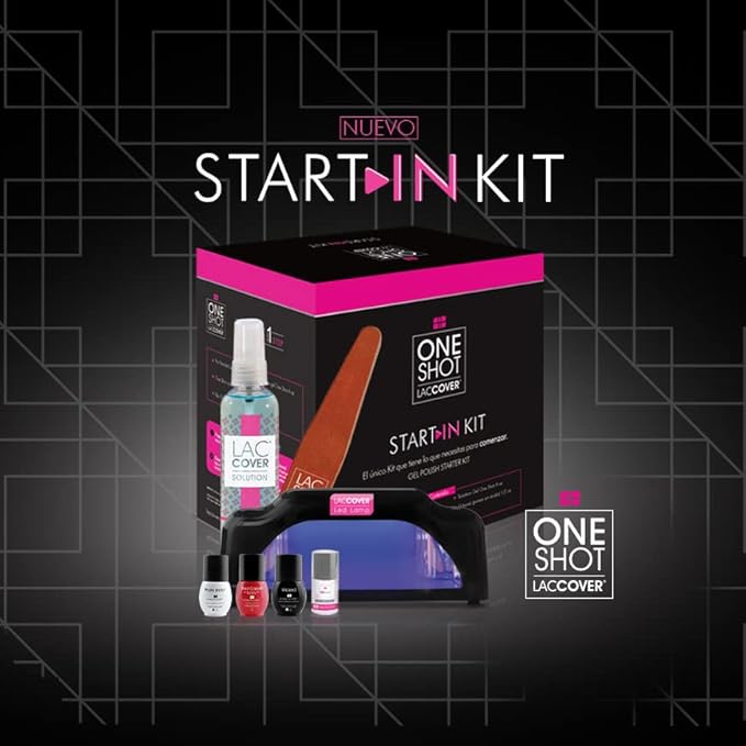 ONE SHOT LACCOVER - GEL NAIL POLISH SET KIT WITH 9W MINI LED LAMP, 7 PCS