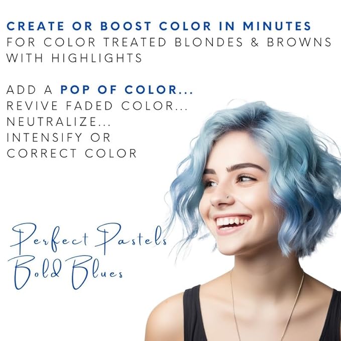 Watercolors by Tressa INTENSE 3-in-1 Color Depositing Shampoo, Semi Permanent Hair Color, Hair Dye Shampoo for Curly, Dry, and Normal Hair, 8 fl oz - BLUE