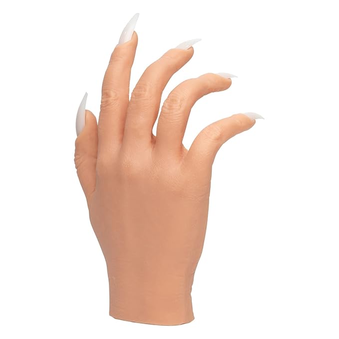Americanails RealisTech Ultra Lifelike Silicone Practice Hand for Acrylic Nails – Nail Tech Training Tool, Flexible Practice Hand, Mannequin Hand with Insertable Nails, Practice Nail Art