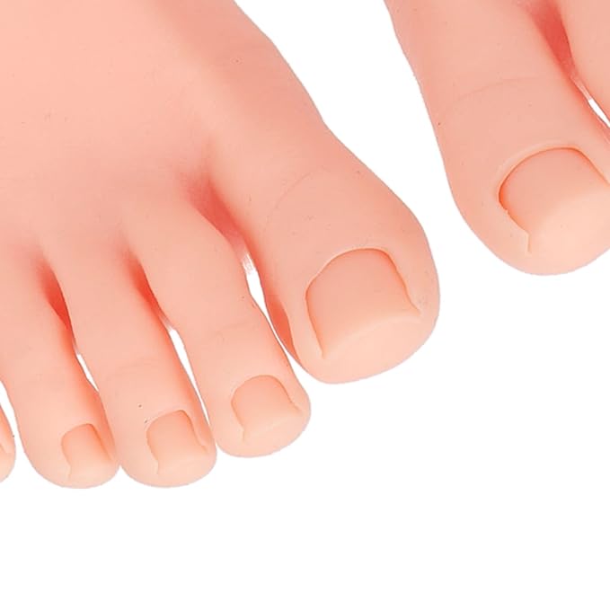 1 Pair Silicone Practice Foot, Nail Practice Training Fake Half Foot Model, Fake Foot Mode for Acrylic Nails Art Training Display Practice (Light Skin Color)