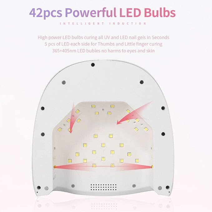 60W Rechargeable UV LED Nail Lamp, Faster Wireless Nail Dryer Gel Polish Light 42 Beads & Portable Handle, Professional Curing Lamp for Fingernail and Toenail (White)