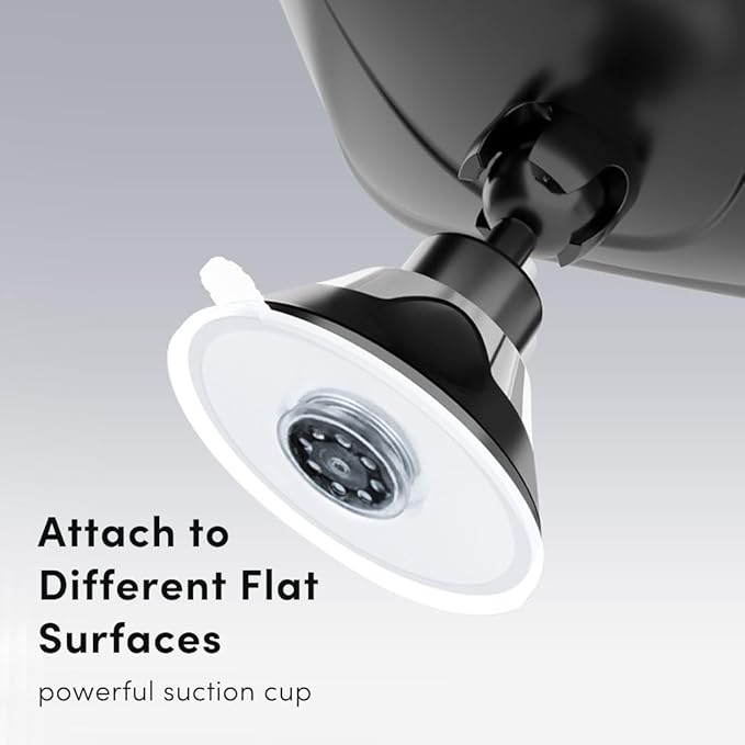 Fancii Rechargeable 10x Magnifying Mirror with 3 LED Light Settings, Dimmable Touch Light, Cordless, Locking Suction Mount, Lighted Mirror for Bathroom or Travel, Mira 2 (Black)