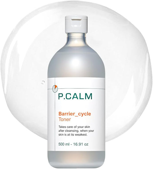 P.CALM Barrier Cycle Toner – Azulene & Centella Asiatica for Deep Hydration & Skin Barrier Strengthening, Korean Vegan Facial Toner for Sensitive Skin (500ml / 16.9 fl.oz)