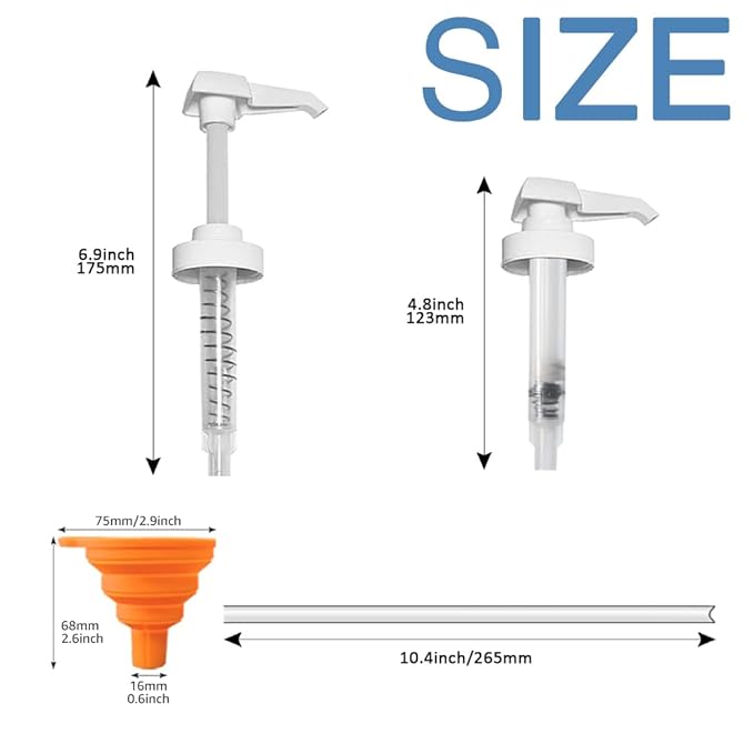 6 Pack Gallon Jug Pump Dispenser 38-400 Syrup Pump for Gallon Jug Dispensing - 7cc Lotion Gallon Shampoo Pump Top Replacement, Fits 1 Gallon Bottle 64oz 128oz Hand Sanitizer Containers, Plus Funnel