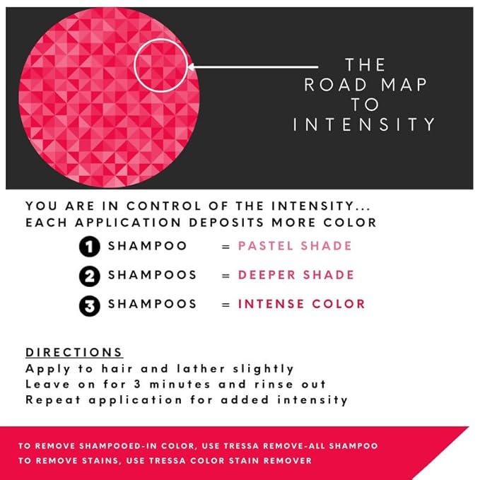 Watercolors by Tressa INTENSE 3-in-1 Color Depositing Shampoo, Semi Permanent Hair Color, Hair Dye Shampoo for Curly, Dry, and Normal Hair, 8 fl oz - RED